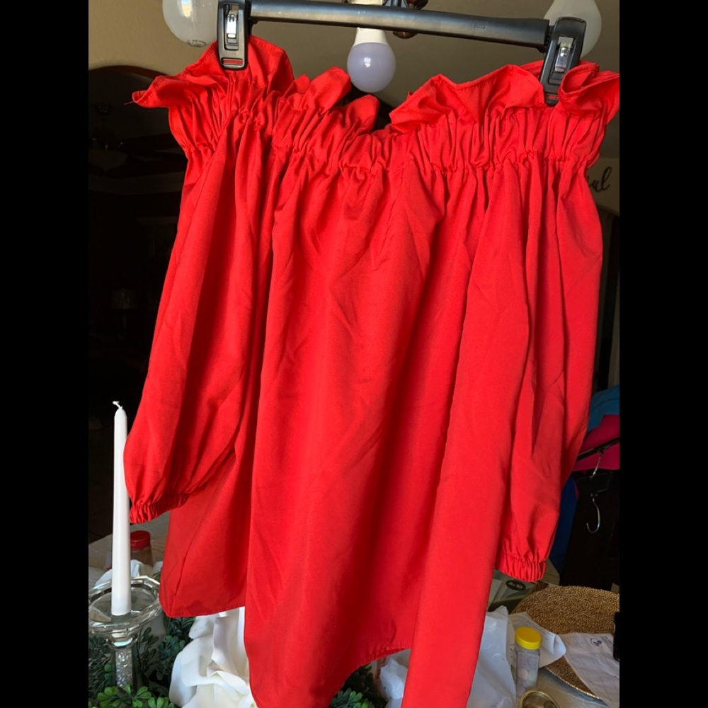Off shoulder red blouse